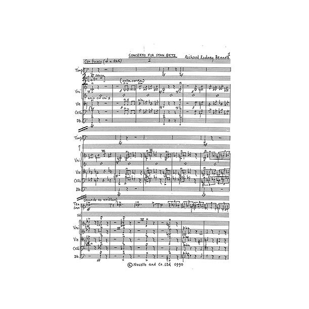 Bennett: Concerto For Stan Getz (Full Score)