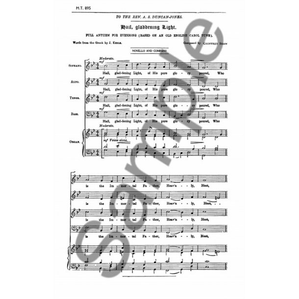 Geoffrey Shaw: Hail Gladdening Light