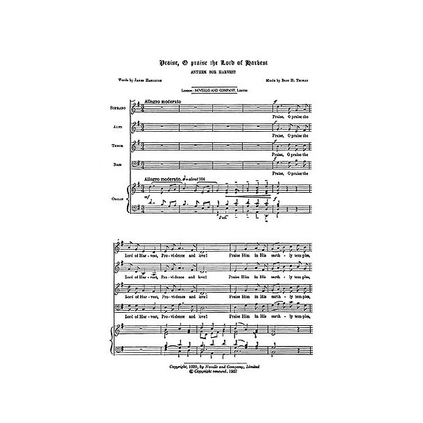 Eric Thiman: Praise, O Praise The Lord Of Harvest