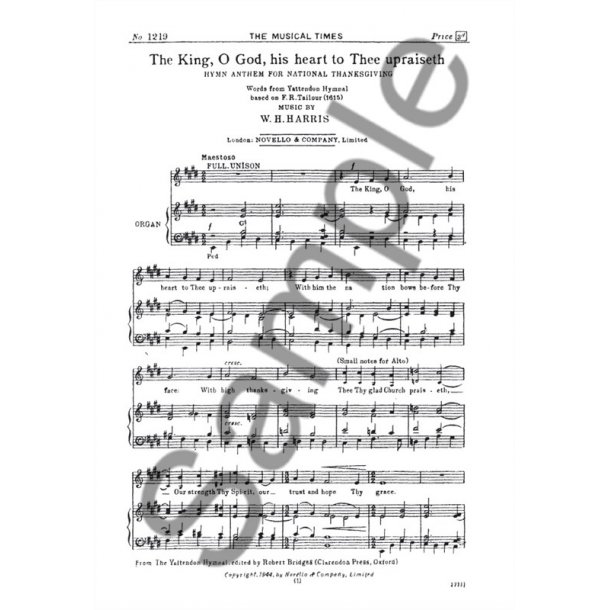 W.H. Harris: The King, O God, His Heart To Thee Upraiseth