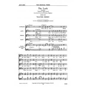 Walter Emery: The Lark Satb/Piano