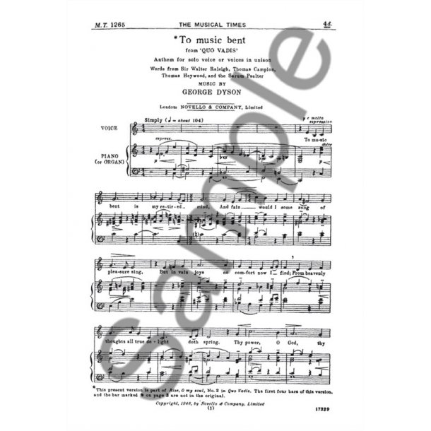 George Dyson: To Music Bent