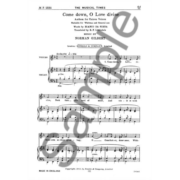 Norman Gilbert: Come Down, O Love Divine