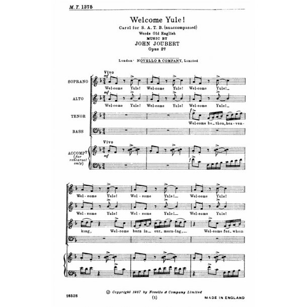John Joubert: Welcome Yule! Op.27