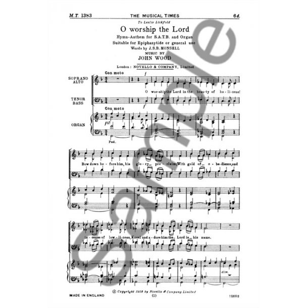 John Wood: O Worship The Lord