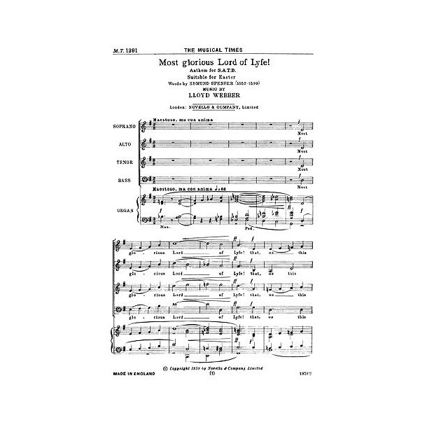 William Lloyd Webber: Most Glorious Lord Of Lyfe!
