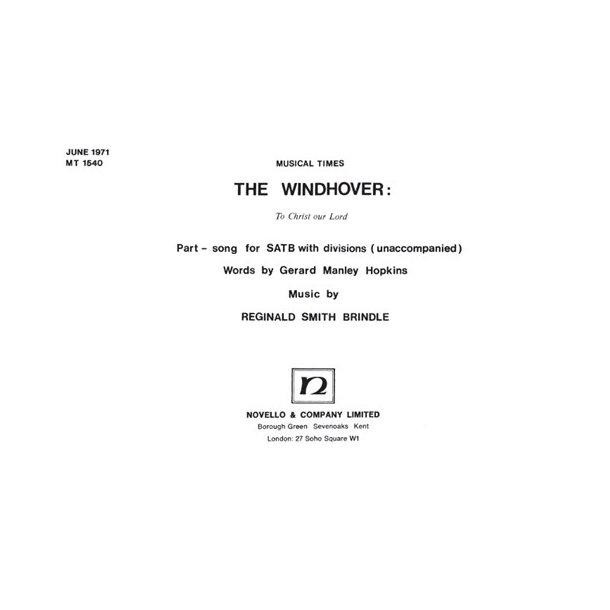 Reginald Smith Brindle: The Windhover - To Christ Our Lord