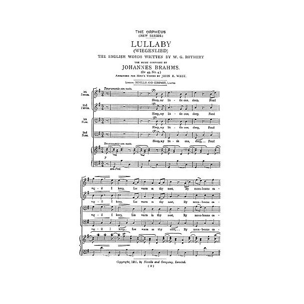 Johannes Brahms: Lullaby (Wiegenlied) Op.49 No.4 - TTBB