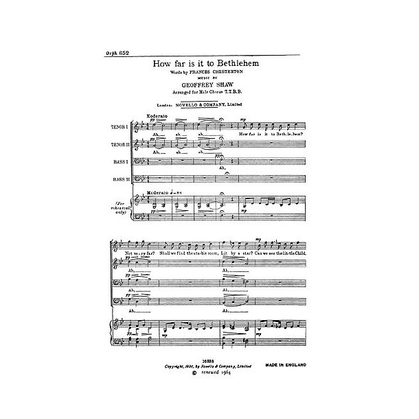 Geoffrey Shaw: How Far Is It To Bethlehem (TTBB)