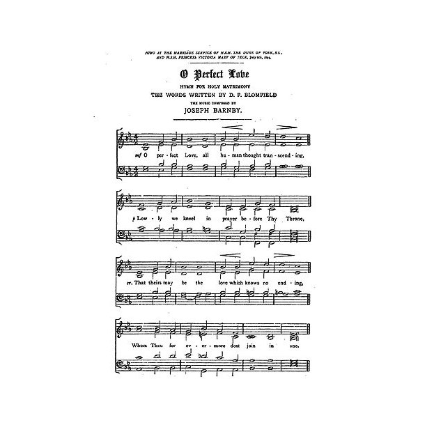 Sir Joseph Barnby: O Perfect Love Satb/Organ (Wedding Hymn)