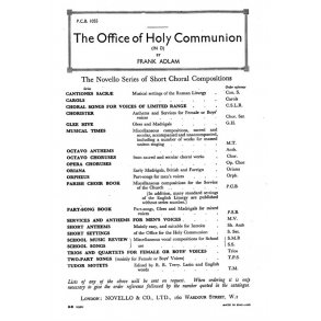 Frank Adlam: The Office Of The Holy Communion In D