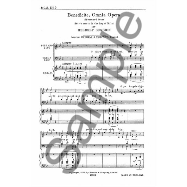 Herbert Sumsion: Benedicite, Omnia Opera