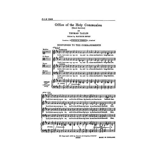 Tallis Office Of The Holy Communion SATB