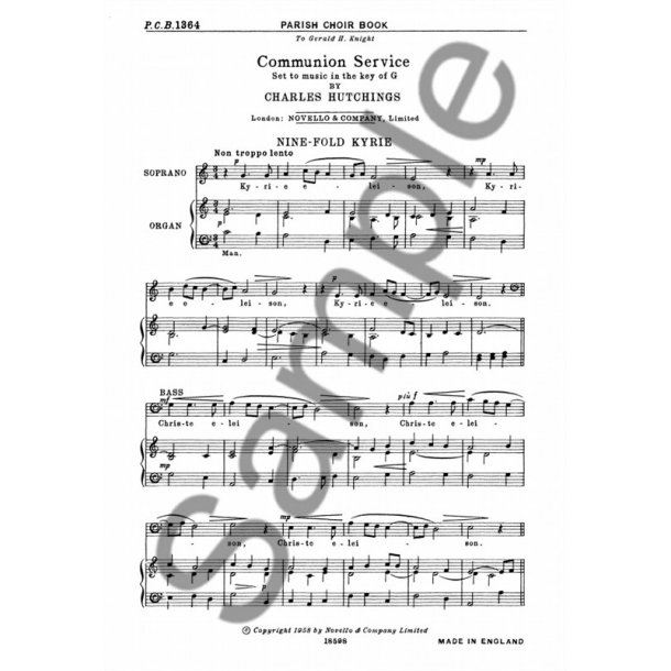 Charles Hutchings: Communion Service In G