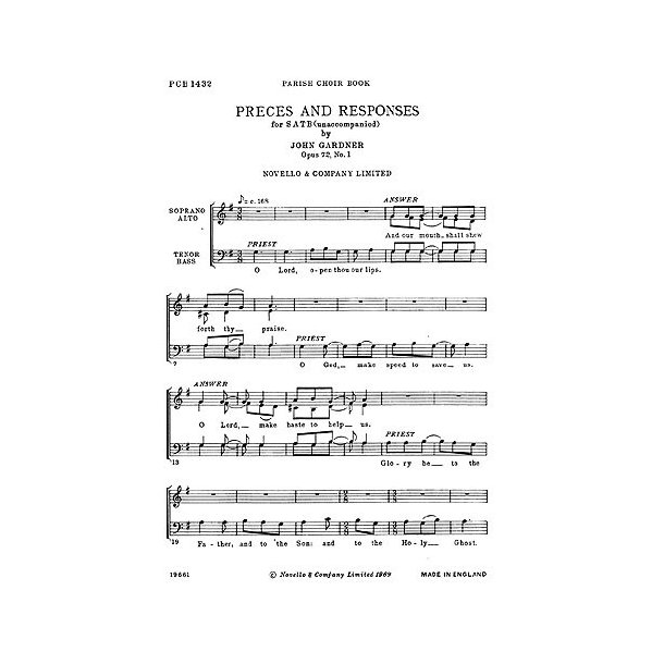 John Gardner: Preces And Responses Satb Unaccompanied