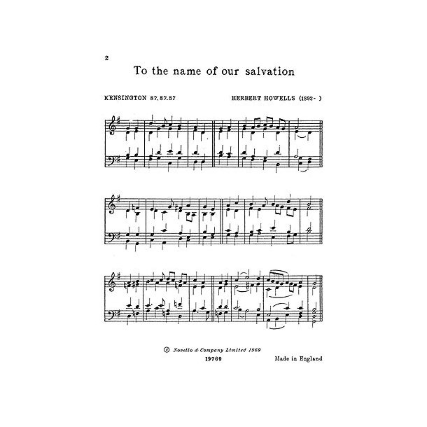 Herbert Howells: To The Name Of Our Salvation for SATB Chorus