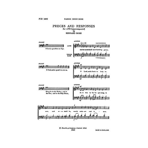 Bernard Rose: Preces And Responses (ATB)