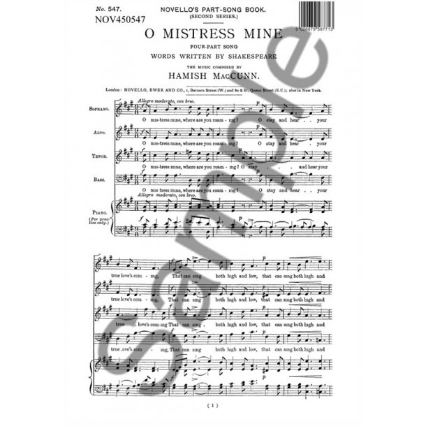 Hamish MacCunn: O Mistress Mine