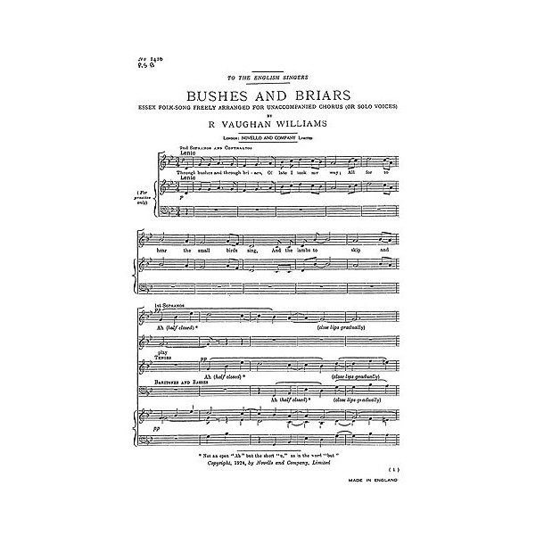 Ralph Vaughan Williams: Bushes And Briars (SATB)