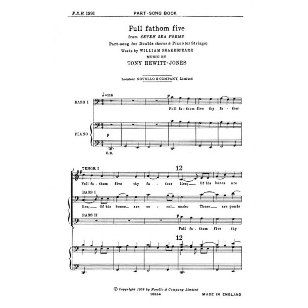 Hewitt-jones, T Full Fathom Five Ssaattbb/Piano