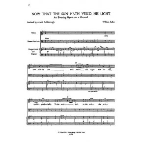 Henry Purcell: Now That The Sun Hath Veil'd His Light (Voice/Continuo/Organ)