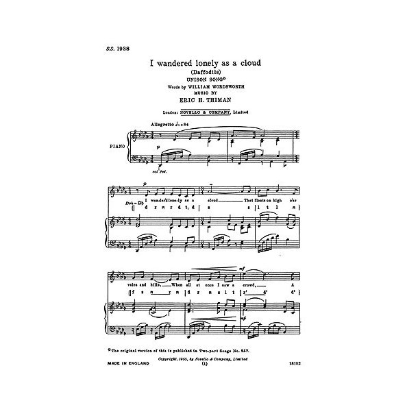 Eric Thiman: I Wandered Lonely As A Cloud (Unis)