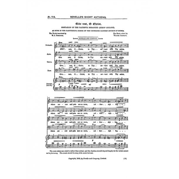 Walter Parratt: Give Rest, O Christ - Contakion of the Faithful Departed (Kieff Melody)