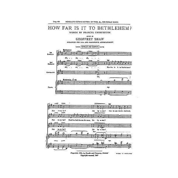 Geoffrey Shaw: How Far Is It To Bethlehem (SSA)