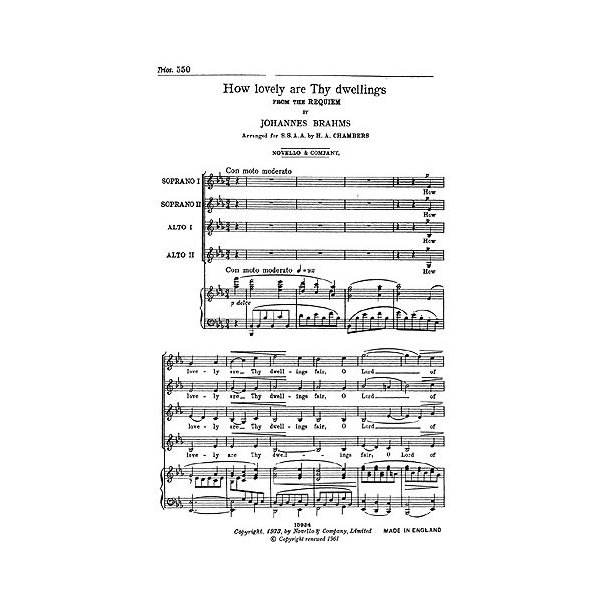 Johannes Brahms: How Lovely Are Thy Dwellings (SSAA)