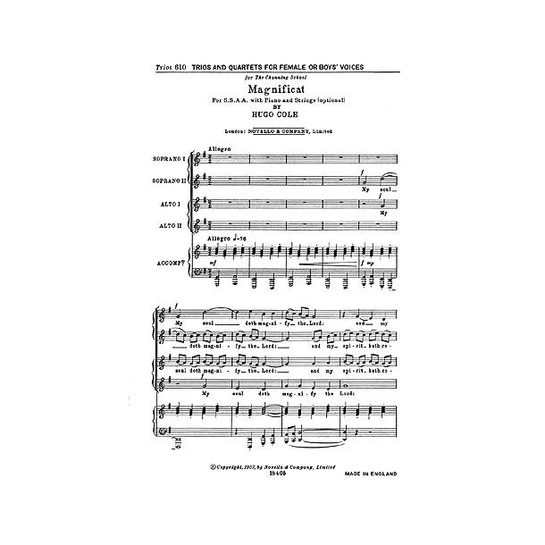 Cole: Magnificat for SSAA Chorus