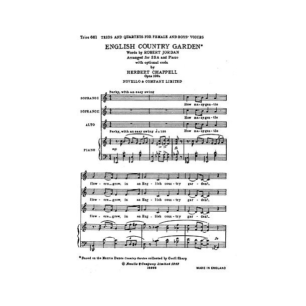 English Country Garden For SSA Chorus And Piano