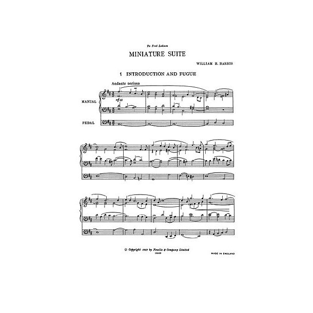 William H. Harris: Miniature Suite For Organ