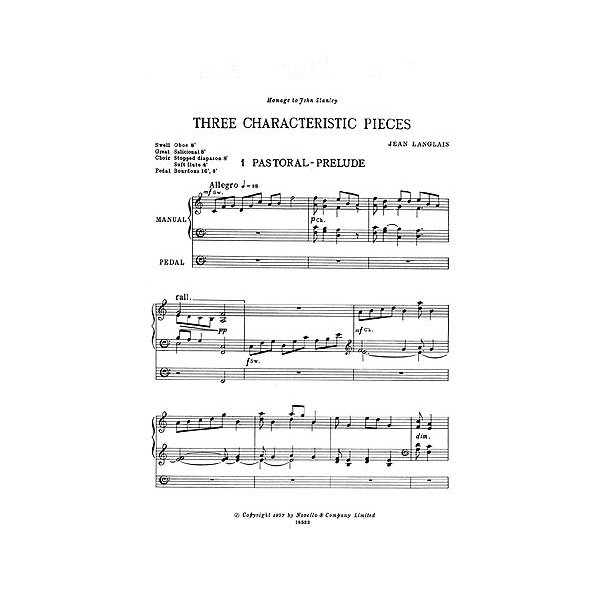 Langlais: Three Characteristic Pieces For Organ