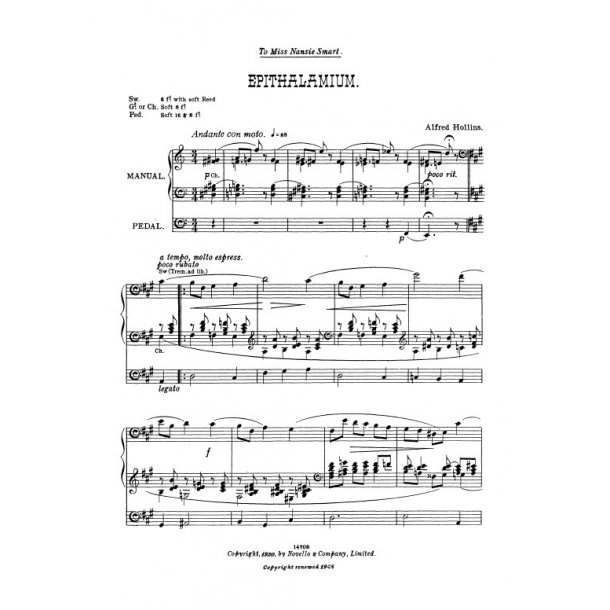 Alfred Hollins: Epithalamium For Organ