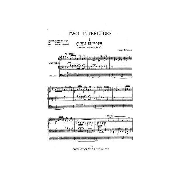 Henry Coleman: Two Interludes (Quam Dilecta &amp; Picardy)