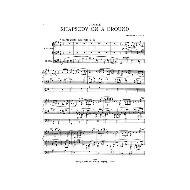 Heathcote Statham: Rhapsody On A Ground Organ