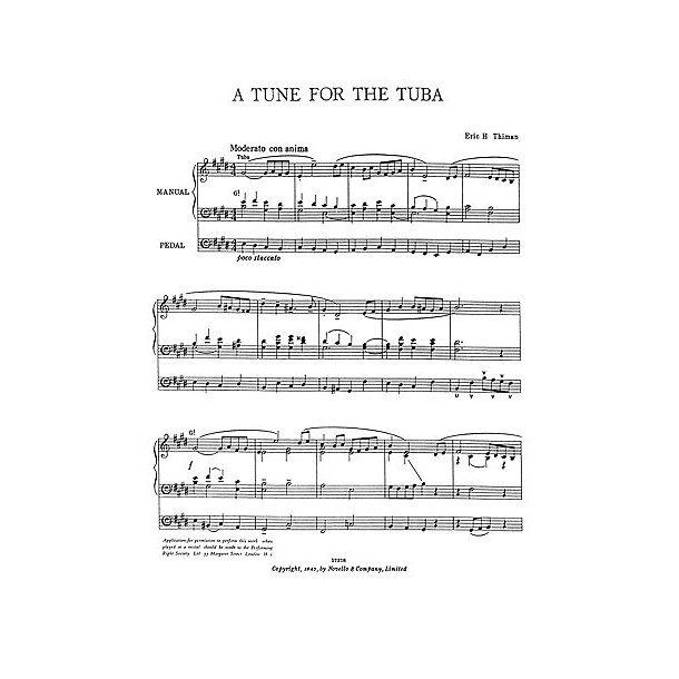 Eric Thiman: Tune For The Tuba (Organ)