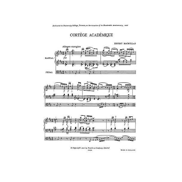 Ernest Macmillan: Cortege Academique For Organ