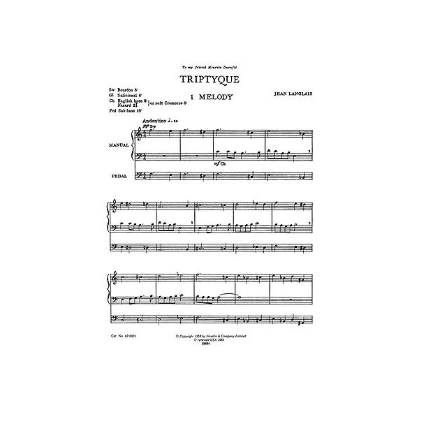 Langlais: Triptyque for Organ