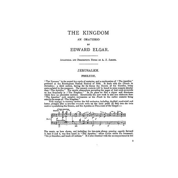 Edward Elgar: The Kingdom - Analytical And Descriptive Notes