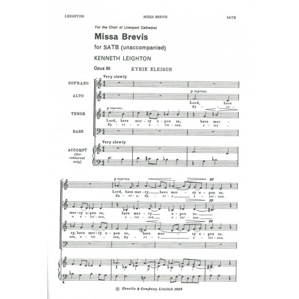 Kenneth Leighton: Missa Brevis (SATB)