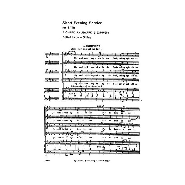 Richard Ayleward: Short Evening Service (SATB)