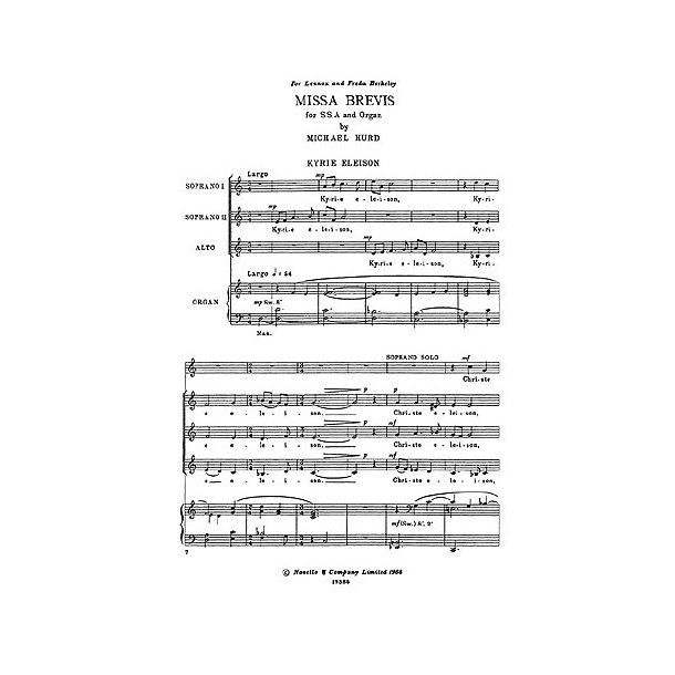 Michael Hurd: Missa Brevis (SSA)
