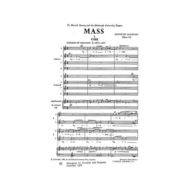 Kenneth Leighton: Mass Op.44 For Double Choir (Vocal Score)