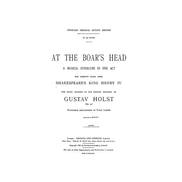 Gustav Holst: At The Boar's Head (Vocal Score)