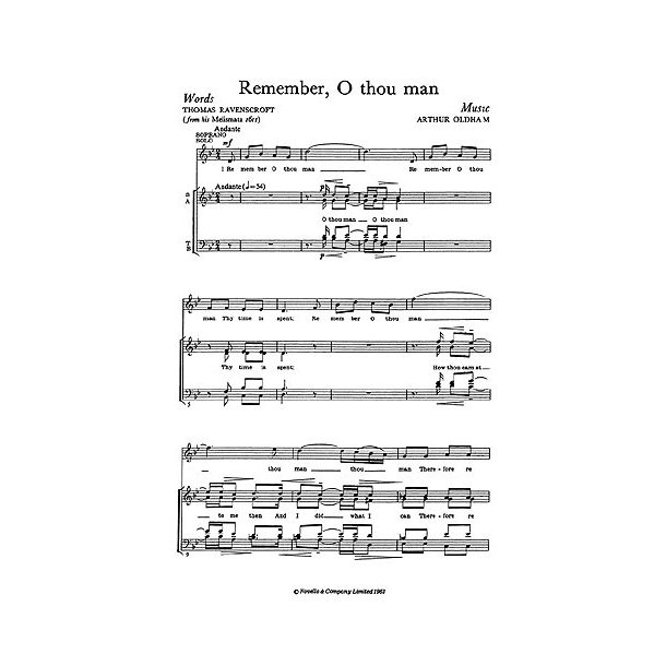 Oldham: Remember O Thou Man Soprano Solo/for SATB Chorus