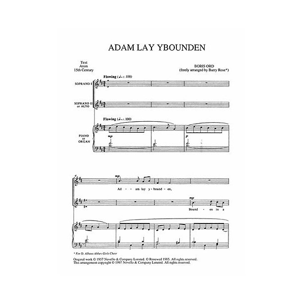 Boris Ord: Adam Lay Ybounden (Arr. Barry Rose)