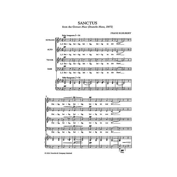 Franz Schubert: Sanctus From The German Mass (D872) SATB/Pf Reduction