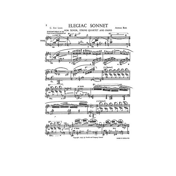 Arthur Bliss: Elegiac Sonnet (Full Score)