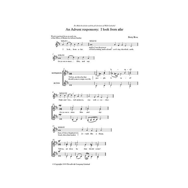 Barry Rose: An Advent Responsory-I Look From Afar-SSAA